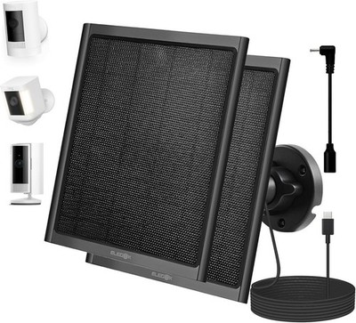 8W Solar Panel Charger USB-C For Battery Security Cameras IP65 Waterproof 2-Pack