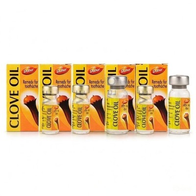 5 x DABUR CLOVE OIL 2 ML EACH ORAL PAIN RELIEF REFRESH MOUTH