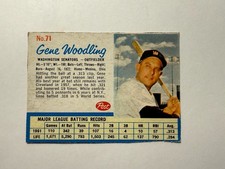 1962 Post Cereal Gene Woodling Washington Senators #71 Hand Cut EX
