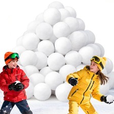 100 Pcs Fake SnowBalls,Artificial Snow Fight Ball Set 2.4 Inch Soft White Sno...