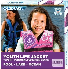 New Oceans7 US Coast Guard-Approved, Type III Youth Life Jacket - Personal...