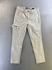 Moco Bling Women's Size S White Mid Rise Skinny Distressed Jean