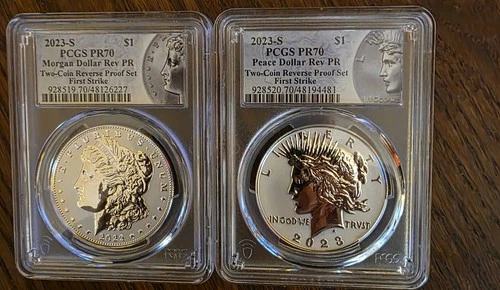 2023-S MORGAN and PEACE Dollar 6 COIN SET *FIRST STRIKE* PCGS  PR70 DCAM N MS70