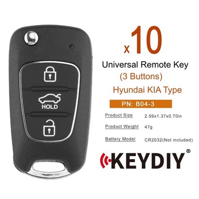 10x KEYDIY KD B04-3 Universal Flip Remote Key for Hyundai KIA 3 Button for KD-X4