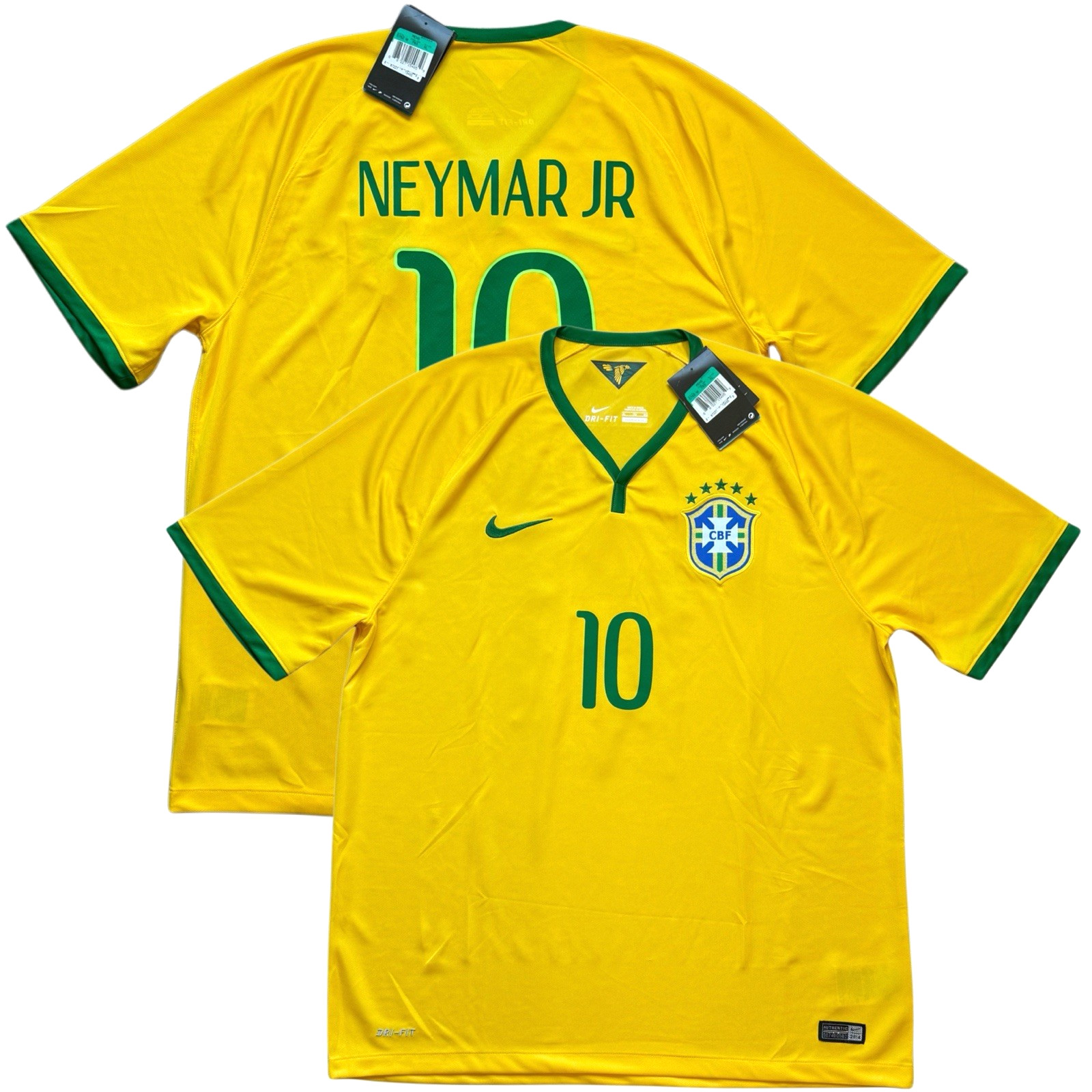 2014 Brazil Home Jersey #10 Neymar JR XL Nike Soccer World Cup Yellow kit