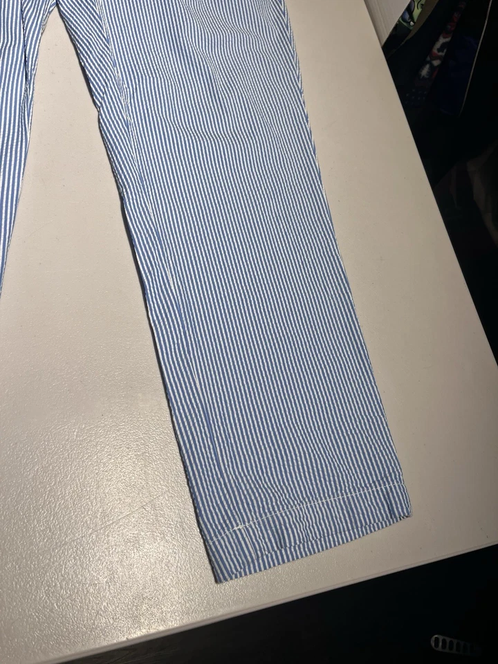 Calça Brooks Brothers masculina 42x32 azul branca listrada algodão casual - Imagem 4 de 4