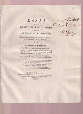 RARE Alexandre FILHASTRE TRAVAIL DE L'AMBOUCEMENT 1816 MONTPELLIER MEDICINE