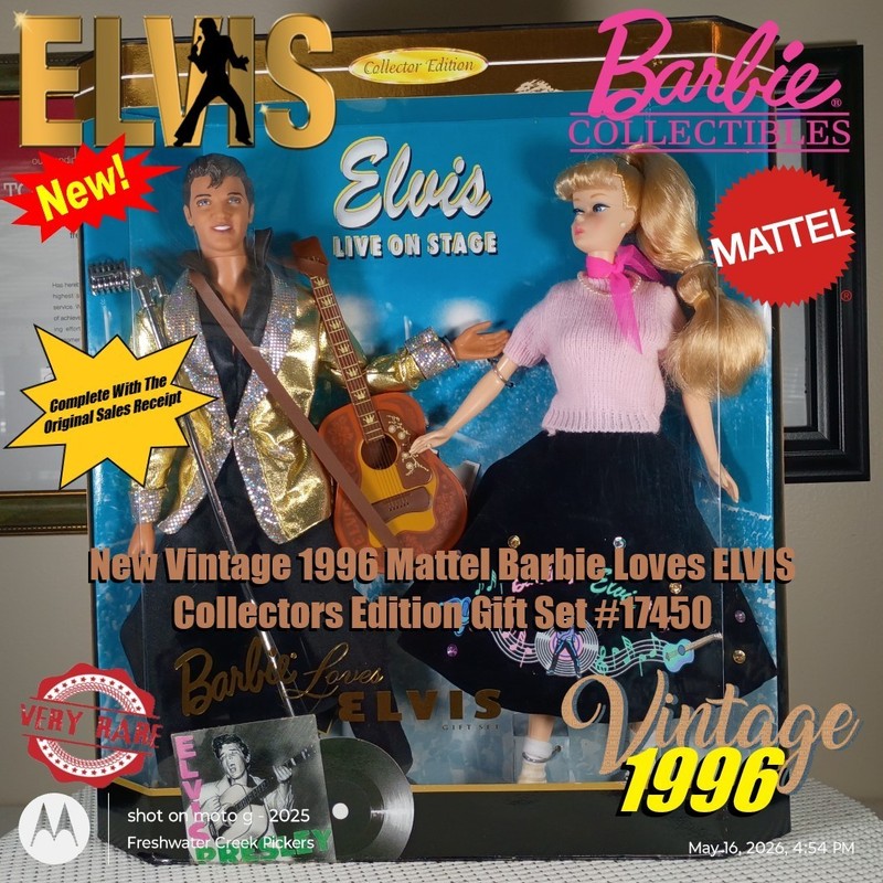 New Vintage 1996 Mattel Barbie Loves ELVIS Collectors Edition Gift Set #17450