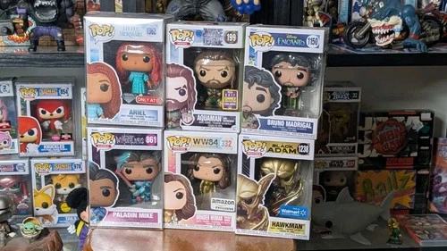 Funko Pop Lot Of 6 - Aquaman Wonder woman, Bruno, Ariel, hawkman, paladin