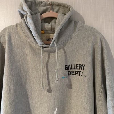 Gallery Dept Grey Paint-Splatter Hooded Sweatshirt XXL | eBay