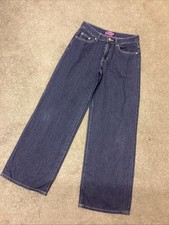 Edikted Pin Stripe Wide Leg Jeans Size XS Dark Blue Excellent Condition