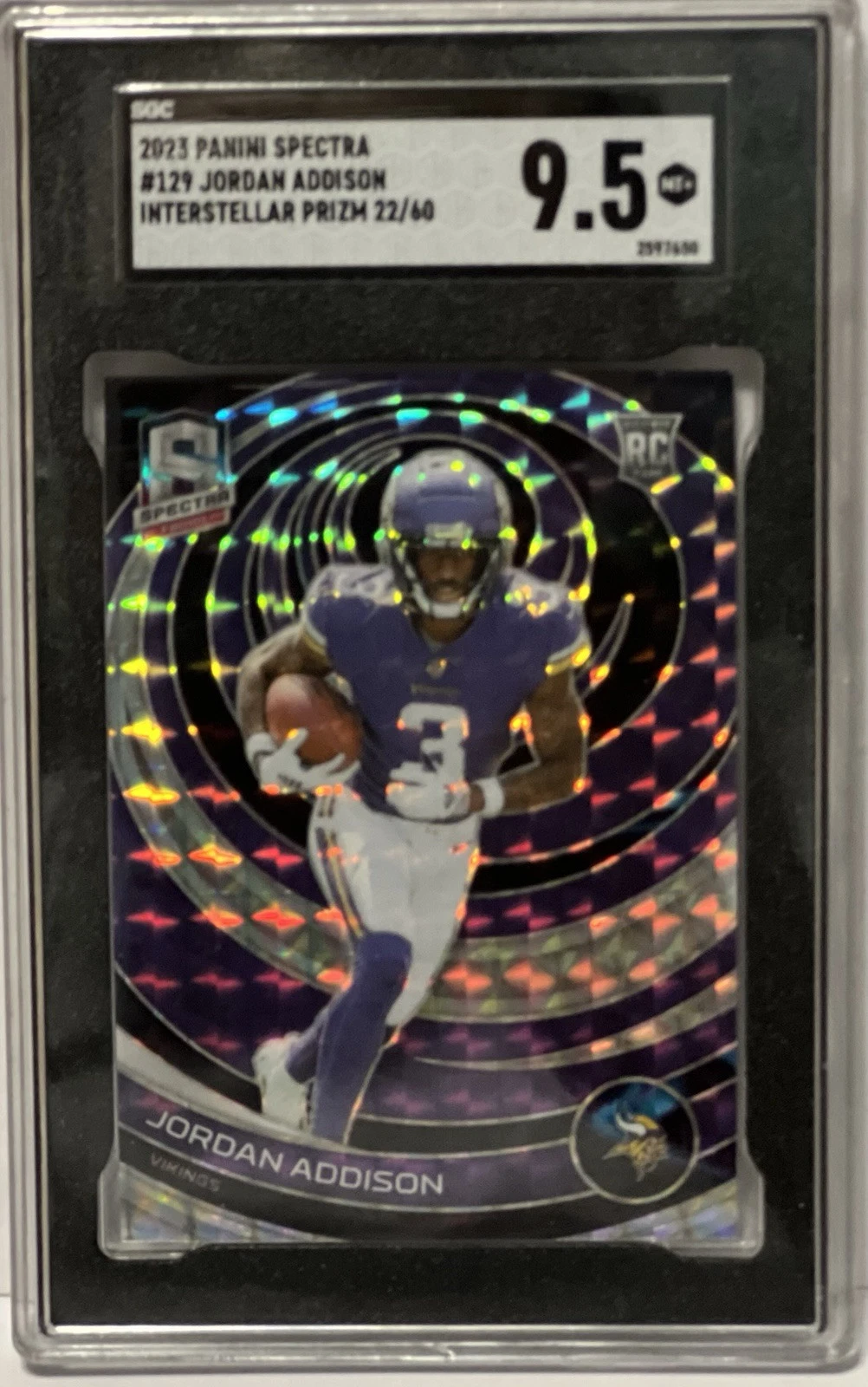 2023 Panini Spectra - Rookies Interstellar Prizm #129 Jordan Addison /60 (RC)