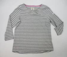 Joules Womens Top 10 Mariners Grade Harbour Jersey Top Ladies Gray Stripe Preppy