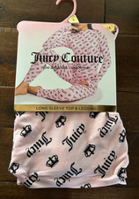 NEW Juicy Couture Pink and Black Crown Logo Pajama Set - Pants L/S Size Large