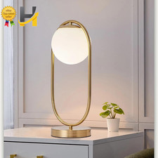 Mid Century Modern Table Lamp White Glass Shade Nightstand Lamp for Bedside NEW