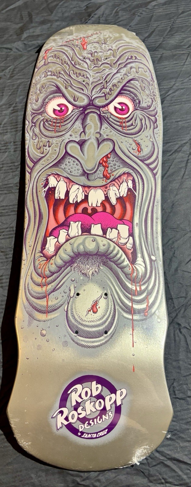 Santa Cruz Rob Roskopp Face Deck Gray Graphic Art Theme Skat