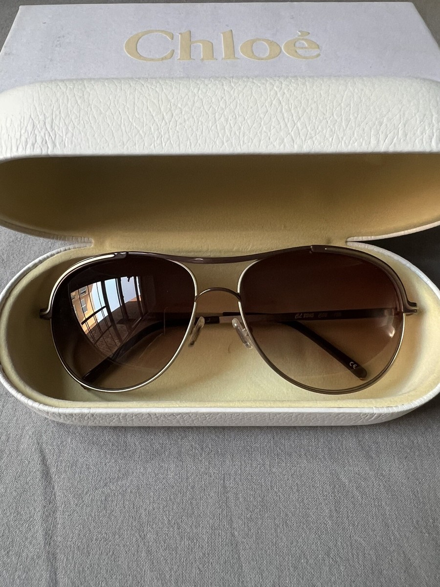 CHLOE WOMANS GOLD BROWN AVIATOR STYLE SUNGLASSES BRAND NEW  display picture 1