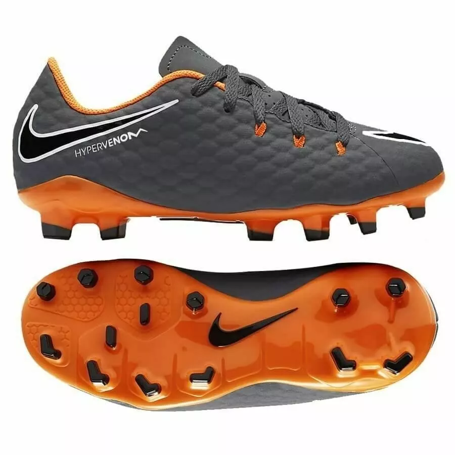 Nike Youth JR Hypervenom Phantom 3 Academy FG Soccer Cleats Grey Orange 5 |