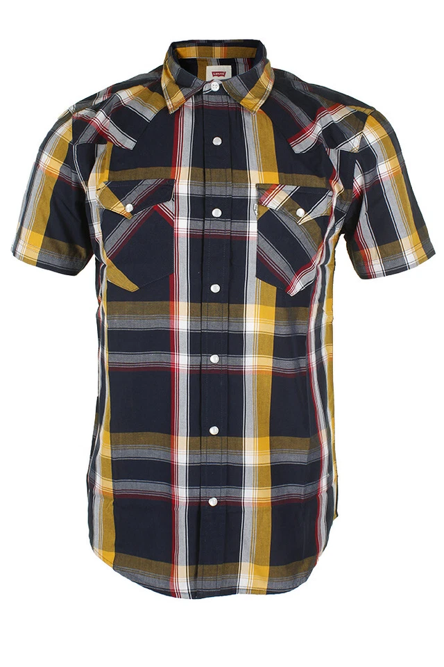 Levi's Men's Shirt Western Style Plaid Pattern Snap Front Short Sleeve Shirt - Image 2 of 4