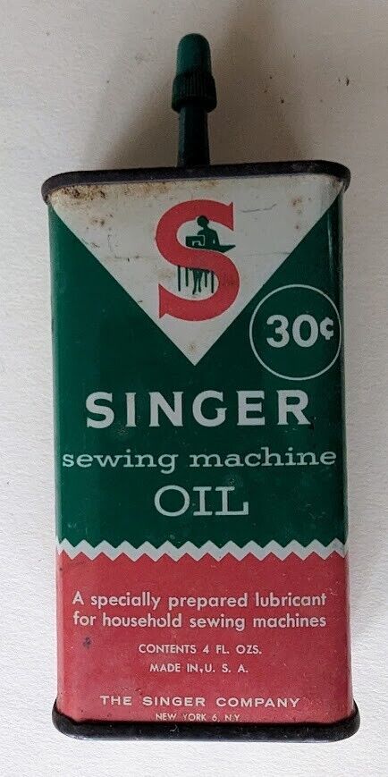 Singer Sewing Machine Oil Tin Can 3/4 full 30c, 4 oz