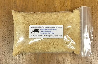 8oz/0.5lb Ground Hide Glue Crystals, 251 gram strength, Piano & Cabinet Repair