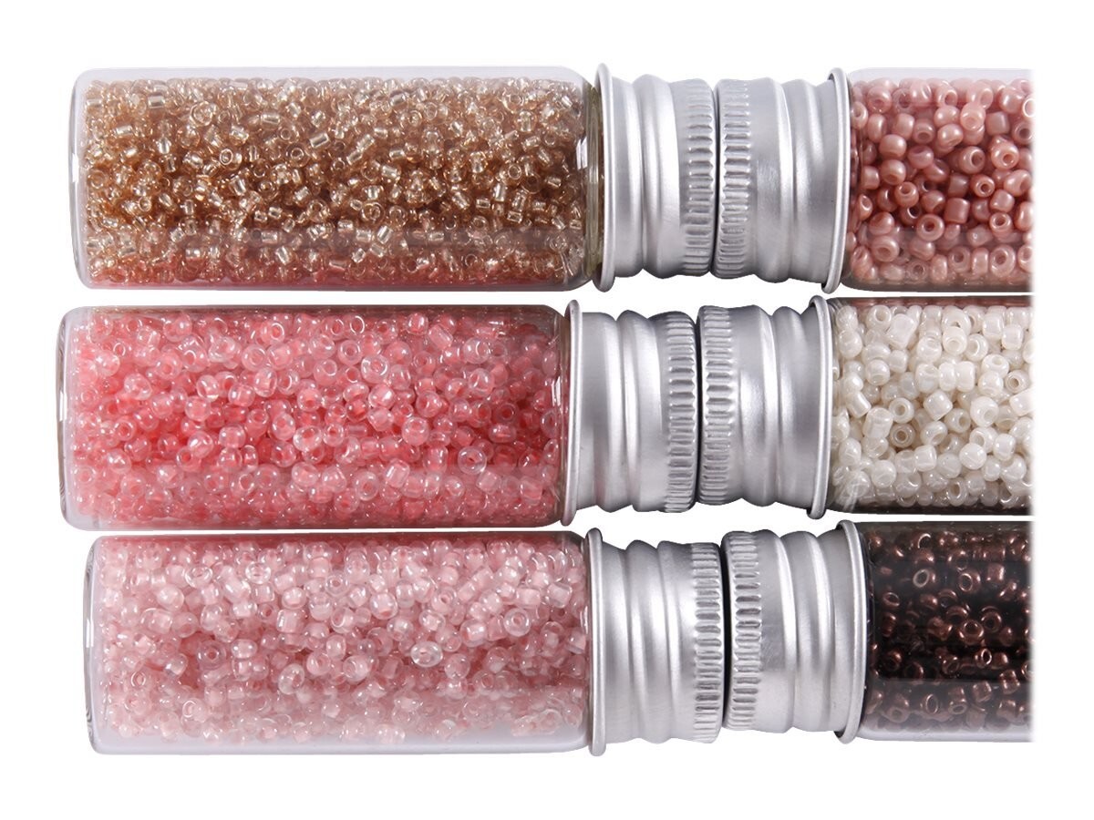 Perles De Rocaille Créalia 2mm - Lot D'occasion (5 Dosettes Au Lieu De 6, Manque Rose Doré)