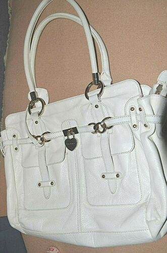 BEBE - WHITE  LEATHER   WOMEN HAND  BAG  - Picture 1 of 8
