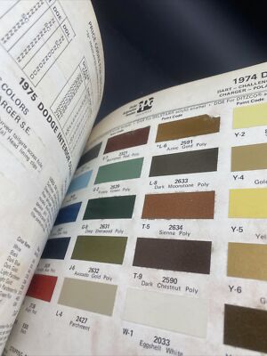 1974 Dodge Dart Challenger Charger Color Paint Chip Sheet Only