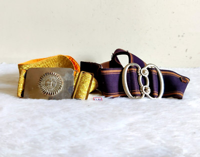 Vintage Sonne Logo Und Leder Old Schnalle Tuch Staat Gürtel Set Mit 2 Rare CL160