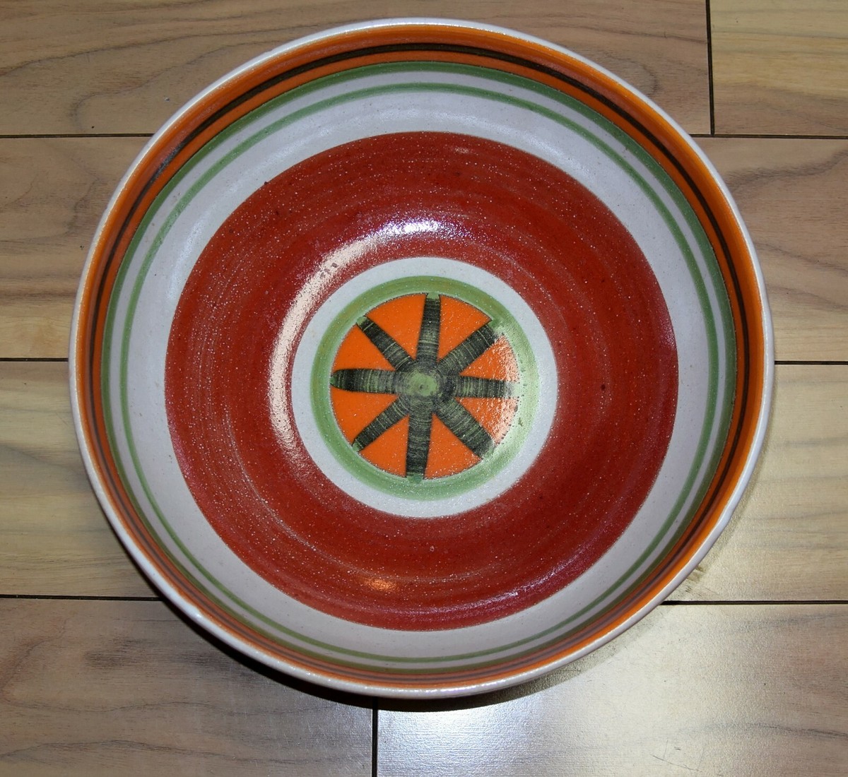 Vtg Signed Desimone Italy Multi-color Striped Bowl-HUGE-12