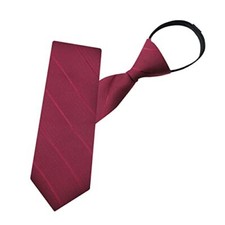 Pre-tied Adjustable Zipper Neck Ties for Men 3.15' Wine Red Tie-stripe-1 Pack