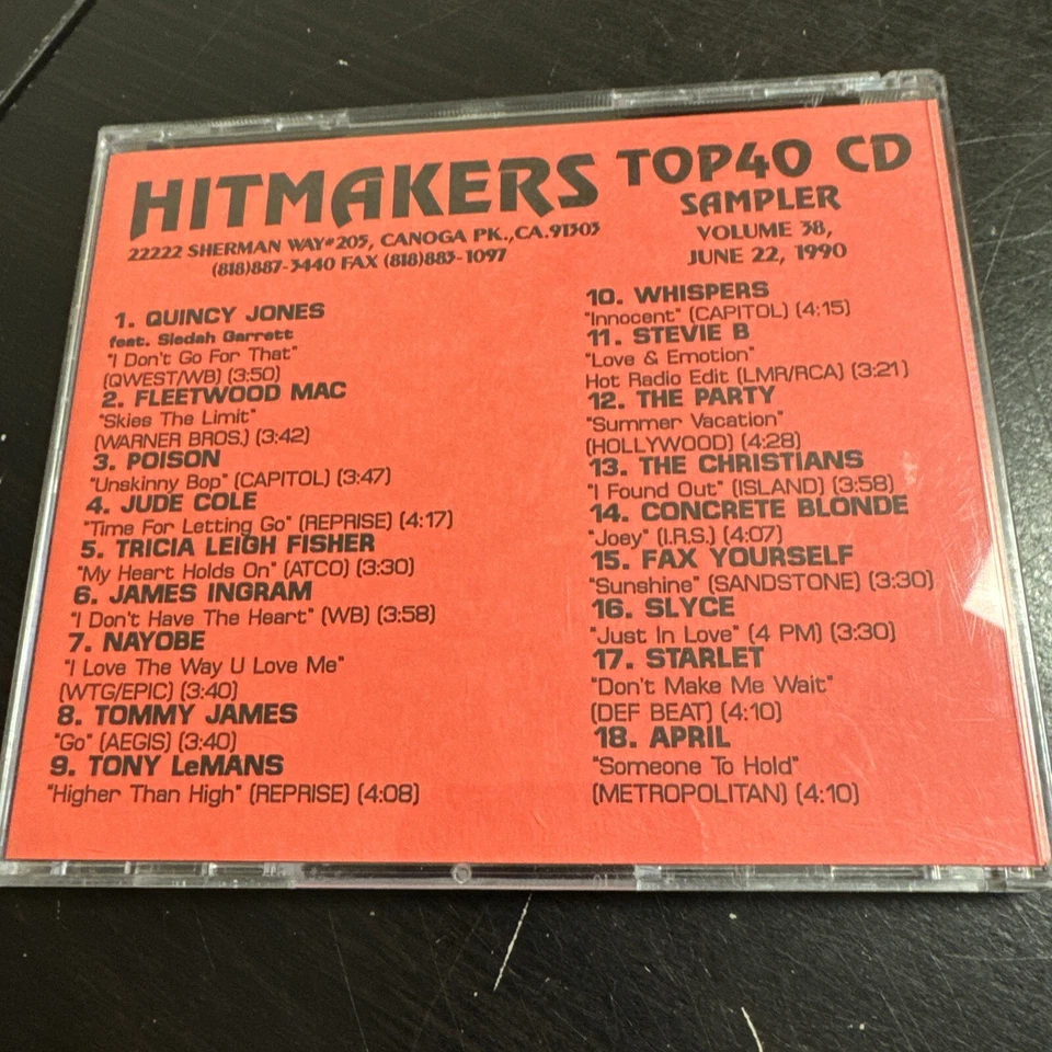 Various Artists: Hitmakers Top 40 CD Sampler Volume 38  6/22/1990 Compact Disc - Image 3 of 3