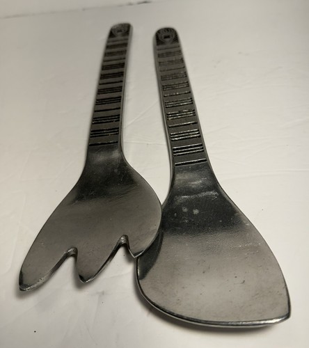 Vtg WILTON ARMETALE Pewter Tracy Porter PEACOCK Salad Serving Fork Spoon Set - Picture 13 of 14