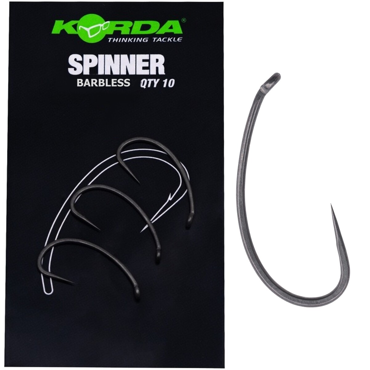Korda Spinner Ronnie Hook Barbless Size 5 Carp Fishing Sharp Straight Point x 10