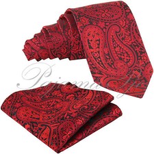 Floral Paisley Design Neck tie and Pocket Square Hankie Set Formal Party Wedding