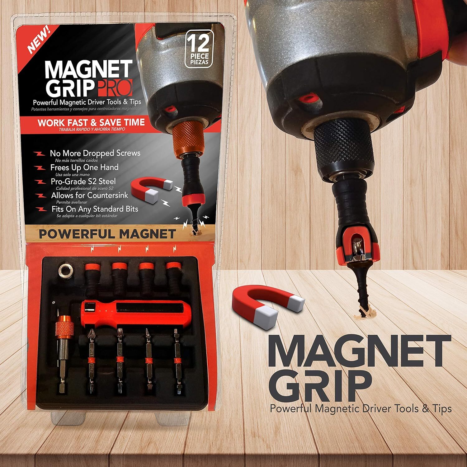 Набор магнитных сверл Magnet Grip Pro 12 штук - Черный 4190₽