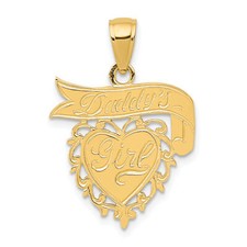 14k Yellow Gold DADDYS GIRL Heart Valentine Charm Pendant