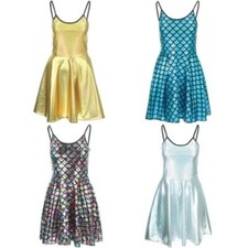 Glänzend Kleid Riemchen Funkelnde Gold Silber Mermaid Waage Mini Clubwear Lame