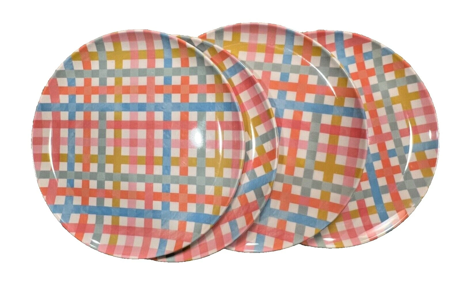 Plaid Melamine Dinnerware Plates