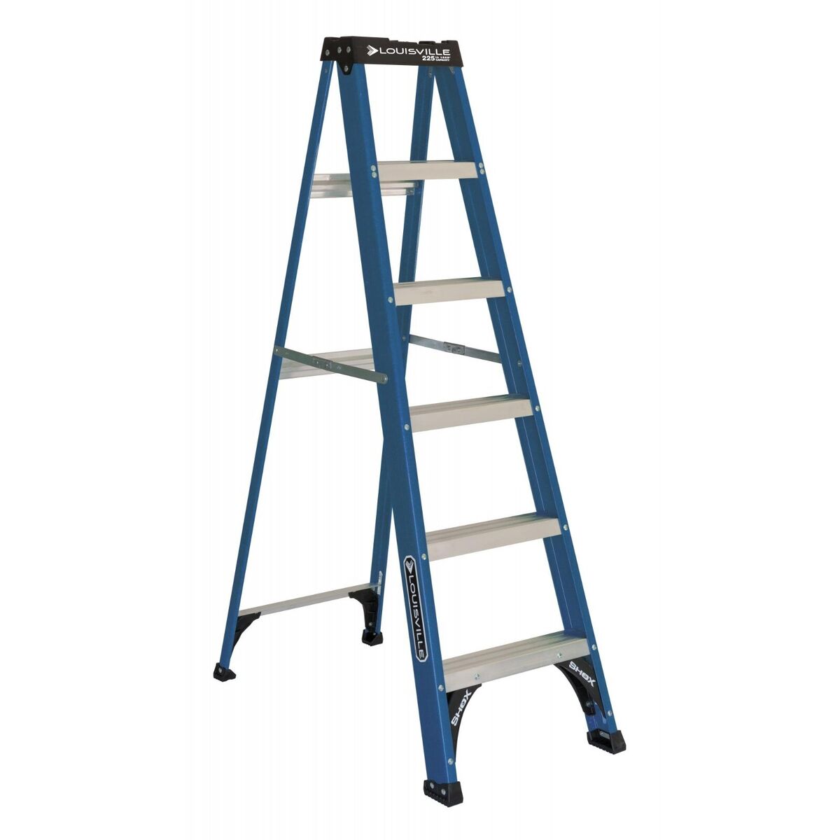 Louisville Ladder 6' Fiberglass Step Ladder, 10' Reach, 225 lbs Load Capacity, W-3217-06 Louisville Ladder 6' Fiberglass Step Ladder, 10' Reach, 225 lbs Load Capacity, W-3217-06