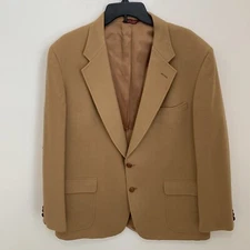 Cricketeer Blazer Wool Jacket Khaki 2 Button Men's Size 48 x 32 Large Collared