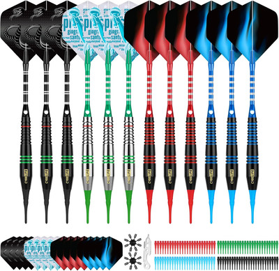 Cyeelife Darts Kunststoffspitze - Soft Tip Dart Set - 12 Stück 18 Gramm mit 4 Farben...
