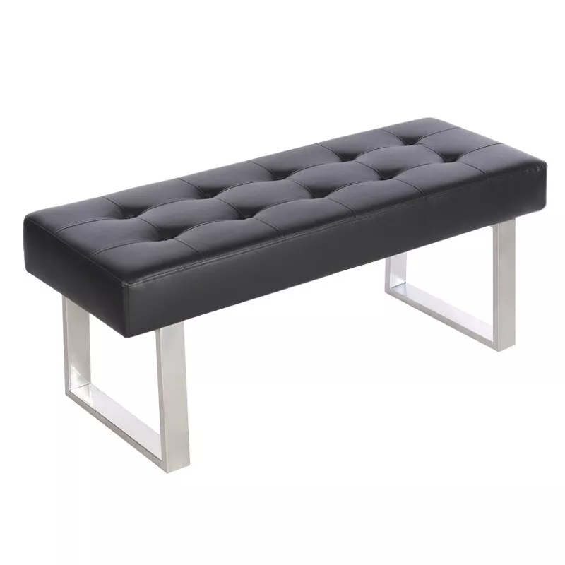 Leather End Of Bed Bench Upholstered Window Seat Button Tufted Long Bench Stool