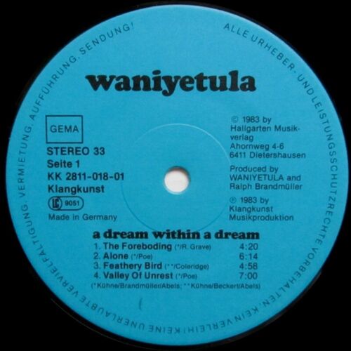 WANIYETULA DREAM WITHIN A TRAUM DEUTSCH PRIVATES PROG LP EPIDAURUS EDEN - Bild 2 von 4