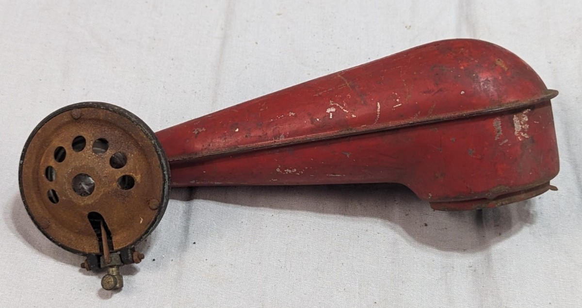 Vtg Phonograph Red Painted Metal Tone Arm w Reproducer Parts