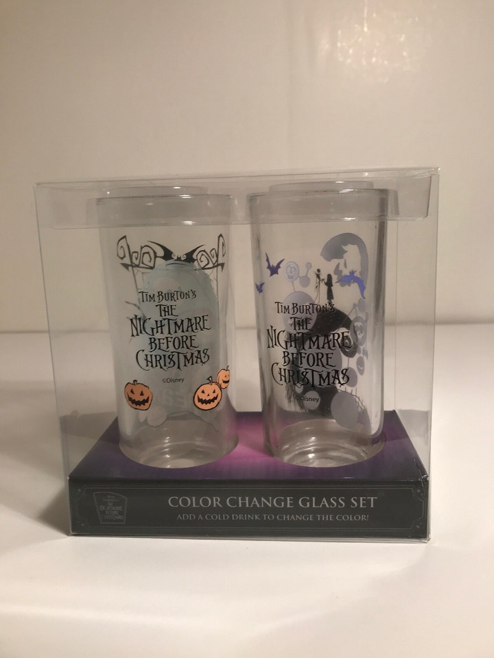 New Disney The Nightmare Before Christmas Color Changing Glass Cup Set ...