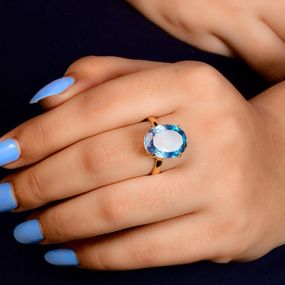 Anillo de compromiso de oro amarillo único ovalado multicolor alejandrita anillo vintage Foto 3 de 4