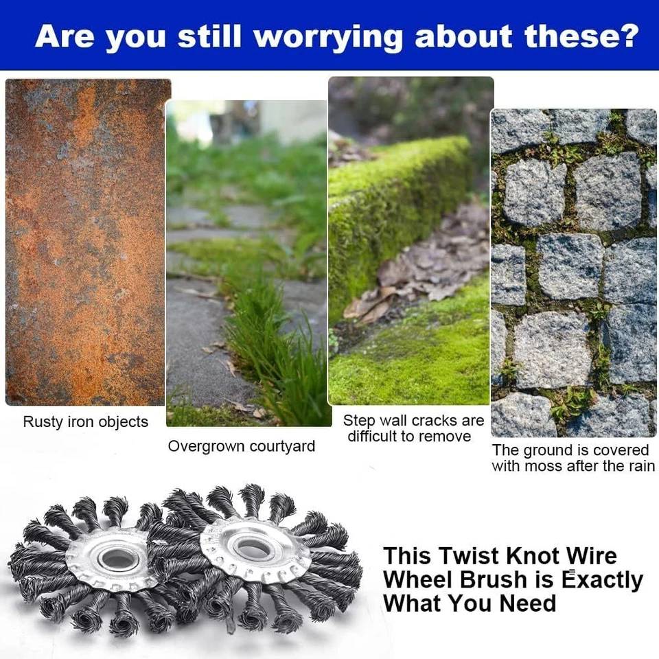 2X Drahtbürste Für Flex, Winkelschleifer Ø125mm X 22mm Gezopft Scheibenbürste - Bild 3 von 4