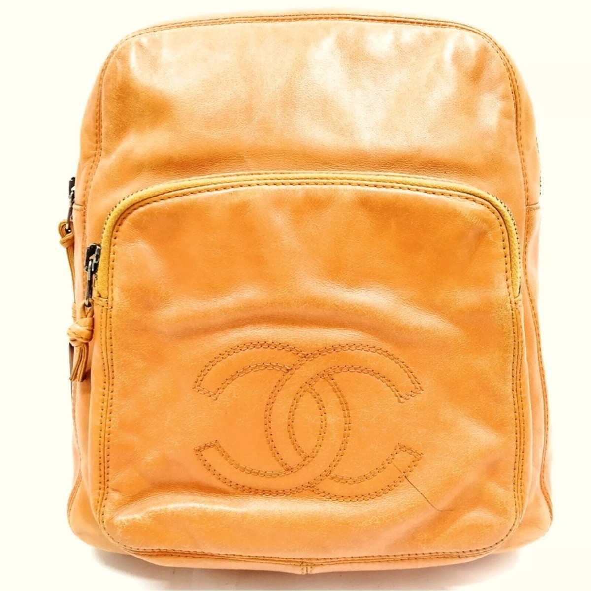 Chanel Backpack Orange Chanel Washed Denim Quilted Small Urban Spirit Backpack  main image 2