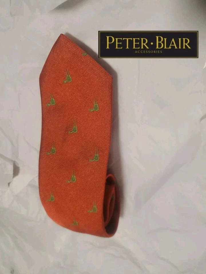 Peter Blair Orange & Green Silk Tie New - Image 2 of 4